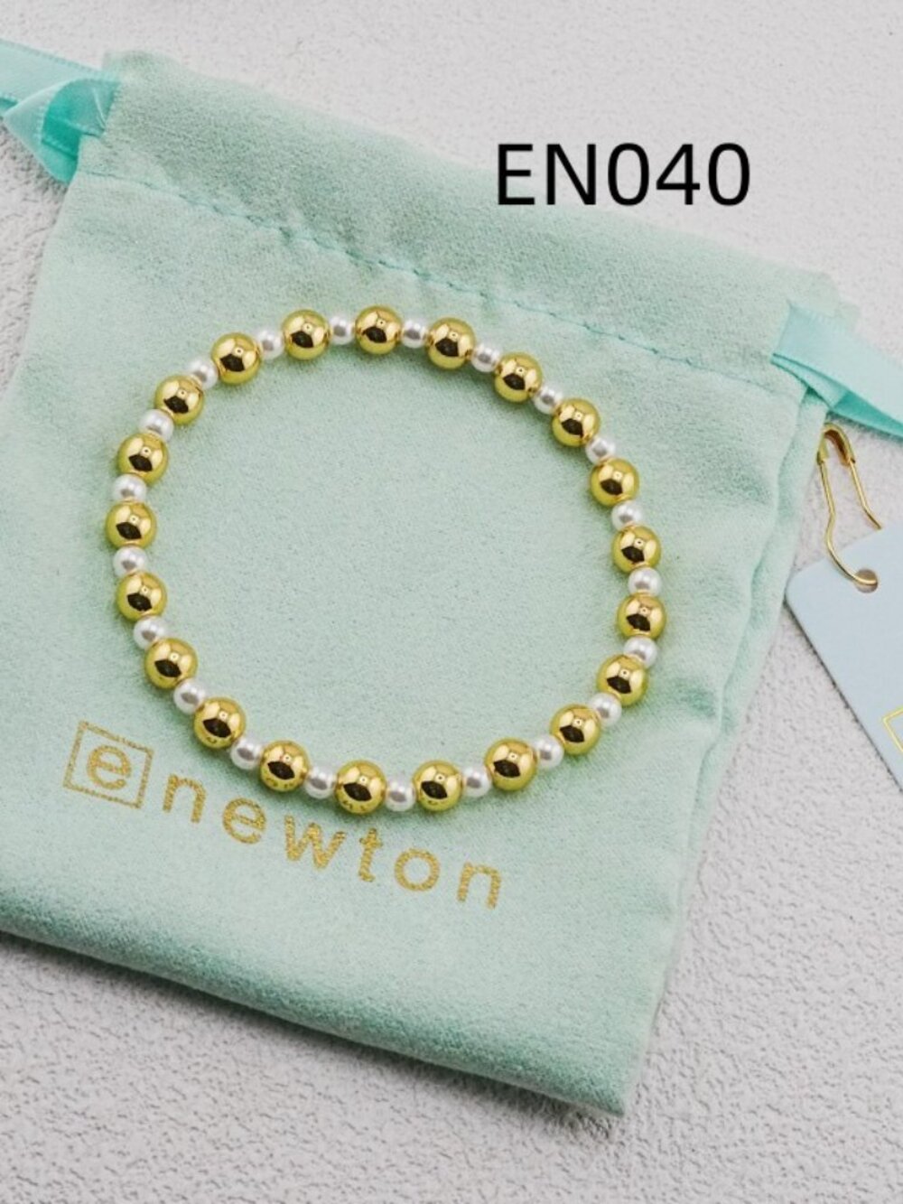 Enewton Gold Bead & White Pearl Bracelet